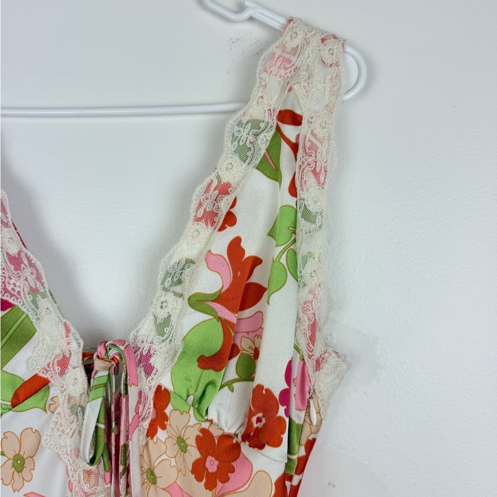 Bailey Rose Floral Maxi Slip Dress Lace Trim Cottagecore Boho Summer - Picture 7 of 10
